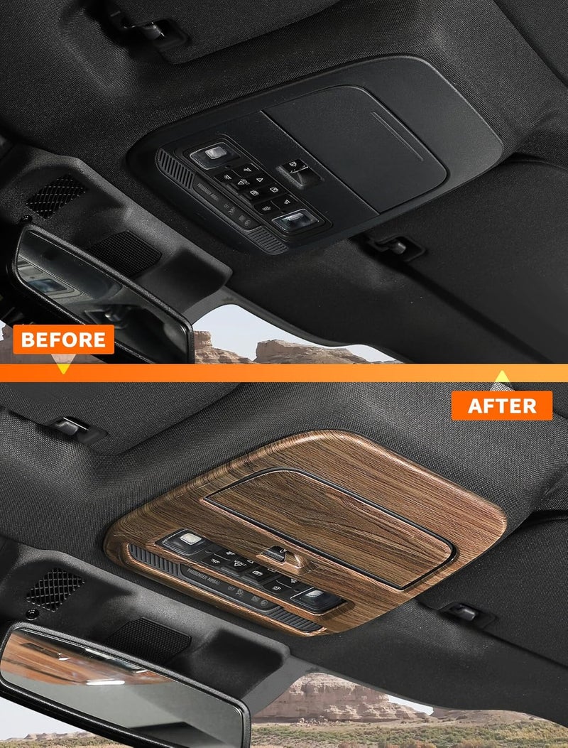 Savadicar Overhead Console Cover Trim for 2021-Present Ford F150, Wood Grain Finish Dome Light Panel Overlay Accent, Interior Decorative Accessories - Image 5